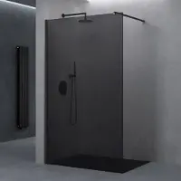 Doporro Luxus Duschwand für Dusche Duschabtrennung 130x200cm Schwarz Walk-In Dusche 10mm ESG-Sicherheitsglas Labyrinth inkl. NANO Bremen02VG