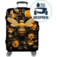Ferocity Kofferhülle 27-31 Zoll, Reise-Koffer Hülle Abdeckung Neopren, elastisch, waschbar, Kofferschutzhülle, Kofferbezug, Groß L (H66-76 x W48-56 x D29-33 cm) Bee Biene [083]