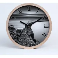 Tulup Holzuhr 25fi cm wanduhr - schwarze Spitzen - Steiniger Strand
