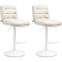 DELUKE Barhocker 2er Set TURIN - Creme, Stoff, Weiß | Barhocker mit Lehne Barstuhl Tresenhocker Tresenstuhl Kneipenhocker Kneipenstuhl