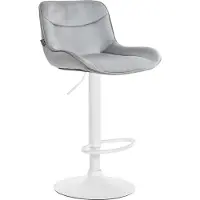 DELUKE Barhocker RAGAD - Samt Grau 49x51x85 cm Weiß | Barstuhl Höhenverstellbar Mit Lehne Drehbar Tresenhocker Tresenstuhl Kneipenhocker Kneipenstuhl