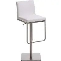 DELUKE Barhocker CARIN - Kunstleder Weiß 42x44x86 cm Silber | Barstuhl Höhenverstellbar Mit Lehne Drehbar Tresenhocker Tresenstuhl Kneipenhocker Kneipenstuhl