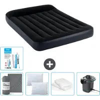 Intex Airbed – Doppelbett – 137 x 191 x 25 cm – Dunkelblau – Im Lieferumfang enthalten Spannbettuch - Küssen - Pumpe - Reperaturset en Kissenschutz
