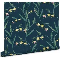 Laura Ashley Vliestapete "Fulwell Fuchsia Midnight Seaspray" geblümt glatt 10mx52cm (ca. 5m2)