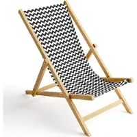 Ferocity Holz Liegestuhl Klappbar Klappliegestuhl Sonnenliege Strandstuhl Wechselbezug Motiv Zig-Zag [119]