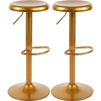 CLP Barhocker 2er Set Barstuhl Williston höhenverstellbar mit Fußablage und drehbar | Farbe gold