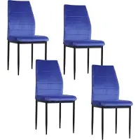 HTI Madison Stuhl aus blauem Samt, 43,5x57x96 cm (BxTxH), Sitzhöhe 49 cm