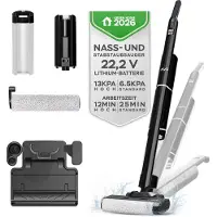 TurboTronic Nass- & Trockensauger - AIV9 - kabellos, Saugen & Wischen in einem, 13 kPa, HEPA+-Filter, 2 Stufen, 25 Min. Akku, leise 80 dB, 3,2 kg