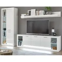 IMV Wohnwand "Ladis" in weiß Hochglanz Schrankwand 298 x 198 cm