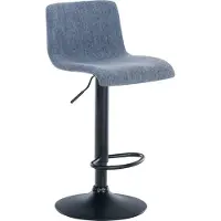 DELUKE Barhocker PESAN - Stoff Blau 39x36x84 cm Schwarz | Barstuhl Höhenverstellbar Mit Lehne Drehbar Tresenhocker Tresenstuhl Kneipenhocker Kneipenstuhl