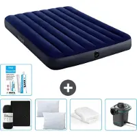 Intex Airbed - Doppelbett - 137 x 191 x 25 cm - Blau - Im Lieferumfang enthalten Spannbettuch - Küssen - Pumpe - Reperaturset en Kissenschutz