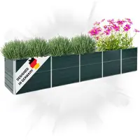 DELUKE Hochbeet für Garten OSKAR Grün | 400x80x77cm | Verzinkter Stahl | Wetterfest | Gartenbeet Kräuterbeet Blumenbeet Beet hoch Frühbeet für Garten Gemüsebeet