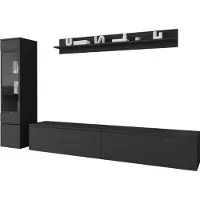 Mirjan 24 Wohnwand Vera I, Stilvoll Wohnzimmer-Set, TV-Schrank, Modern Mediawand (Schwarzer Graphit, ohne Beleuchtung)