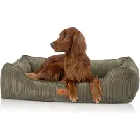 Knuffelwuff Cuddle wuff orthopädisches Hundebett aus geripptem Samt mit handgewebter Optik Nunavut XXL 120 x 85 cm khaki