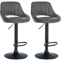 DELUKE 2er Set Barhocker SEGAD - Kunstleder Grau 47x48x85 cm Schwarz | Barstuhl Höhenverstellbar Mit Lehne Drehbar Tresenhocker Tresenstuhl Kneipenhocker