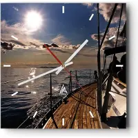 ARTTOR Wanduhr - Quadrat - Glasuhr - Kroatien Yacht Segeln Segelboot - 30x30cm - Schleichendes Uhrwerk - Lautlos - zum Aufhängen bereit - Dekoration Modern - Wanddekoration aus Glas - C3AC30x30-0426