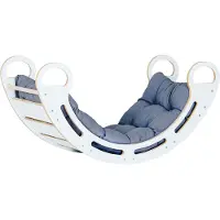 Babylike Montessori-Holzschaukel für Kinder +Kissen, Kletterbogen Bogenwippe Kletterleiter Kinder, Geschenk für Baby
