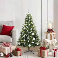 Prolenta Maison Exclusive - Künstlicher geflammter Weihnachtsbaum 150 LEDs Grün 120 cm