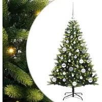 Syfax Künstlicher geflammter Weihnachtsbaum 150 LEDs Grün 120 cm