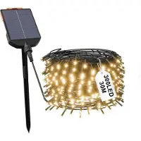 JOIEYOU 30M Solar Lichterkette, 300 LED Solarlichterkette Warmweiß 13 Modi Lichter mit Fernbedienung für Garten Party Balkon Terrasse Hochzeit Tor Hof Bäume Yard Haus Deko