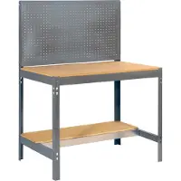 Proregal Werkbank BUFFALO mit Werkzeugwand | HxBxT 84x90x61cm | Traglast 400kg | Grau