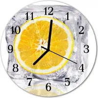 Tulup Glasuhr Wanduhr Küchenuhr Echt-Glas 30fi cm Orange Eis orange