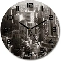Tulup Wanduhr aus Glas 30fi Glasbild Glasuhr Gehärtetes Glas - schwarze-zeiger - New York