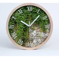 Tulup Holzuhr 25fi cm wanduhr - weiße Spitzen - grüner Efeu