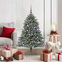 vidaXL "Schlussverkauf" Künstlicher Weihnachtsbaum(1 pc) - Kunstbaum/Tannenbaum - mit 150 LEDs mit Ständer Grün 120 cm C7346
