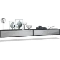 Vladon 2er-Set TV Board Lana 140, Germany, Lowboards je 140 x 29 x 37 cm mit viel Stauraum, Korpus in Schwarz matt, Fronten in Beton Oxid Optik | Große Farbauswahl