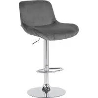 DELUKE Barhocker PONOR - Samt Dunkelgrau 50x50x85 cm Silber | Barstuhl Höhenverstellbar Mit Lehne Drehbar Tresenhocker Tresenstuhl Kneipenhocker Kneipenstuhl