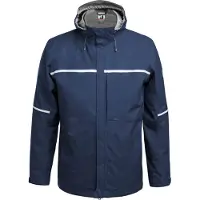 Volker Gonschorek & Co.GmbH Qualitex - wetterfeste Hardshelljacke | Reflex-Regenjacke mit justierbarer Kapuze - in Farbe: marine - Herren: 5XL
