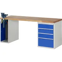 RAU Werkbank Modell 7510 mit 4 Schubladen und Schrank BxTxH 2000x700x840mm