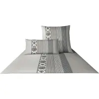 JOOP! Mako-Satin Bettwäsche 4022 Ornament Stripe Farbe beige-grau 135x200+80x80 AL