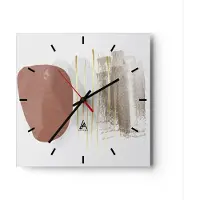 ARTTOR Wanduhr - Quadrat - Glasuhr - Abstraktion Boho Stück - 30x30cm - Schleichendes Uhrwerk - Lautlos - zum Aufhängen bereit - Dekoration Modern - Wanddekoration aus Glas - C3AC30x30-4811