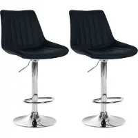 DELUKE Barhocker 2er Set RIO - Schwarz, Kunstleder, Chrom | Barhocker mit Lehne Barstuhl Tresenhocker Tresenstuhl Kneipenhocker Kneipenstuhl