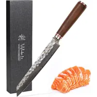 Wakoli Nussbaum Damast Fleischmesser Kiritsuke I 20 cm Klinge I Nussbaumholzgriff