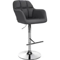 DELUKE Barhocker TUBEL - Kunstleder Schwarz 57x59x97 cm Silber | Barstuhl Höhenverstellbar Mit Lehne Drehbar Tresenhocker Tresenstuhl Kneipenhocker