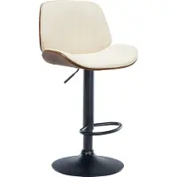 DELUKE Barhocker TAKAR - Kunstleder Walnuss/creme 49.5x50x90 cm | Barstuhl Höhenverstellbar Mit Lehne Drehbar Tresenhocker Tresenstuhl Kneipenhocker