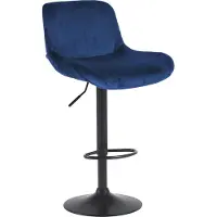 DELUKE Barhocker PONOR - Samt Blau 50x50x85 cm Schwarz | Barstuhl Höhenverstellbar Mit Lehne Drehbar Tresenhocker Tresenstuhl Kneipenhocker Kneipenstuhl