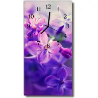 Tulup Glasuhr Wanduhr Küchenuhr Echt-Glas 30x60 Blumen Lila