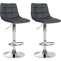DELUKE Barhocker 2er Set DUBAI - Grau, Kunstleder, Chrom | Barhocker mit Lehne Barstuhl Tresenhocker Tresenstuhl Kneipenhocker Kneipenstuhl