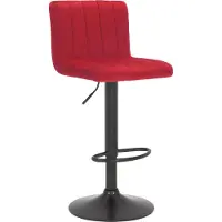 DELUKE Barhocker NUBEL - Samt Rot 41x49x87 cm | Barstuhl Höhenverstellbar Mit Lehne Drehbar Tresenhocker Tresenstuhl Kneipenhocker Kneipenstuhl