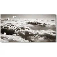 Tulup Wanduhr aus Glas – 60x30 cm - Glasbild - Glasuhr - Gehärtetes Glas - weisse-zeiger - Wolken aus einer aus der Vogelperspektive