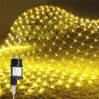 Izrielar LED Lichternetz Lichterkette 3x2m 200 LEDs 8 Modi Lichterkette für Innen Weihnachten Party Garten Deko Warmweiß