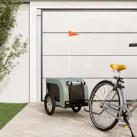 vidaXL "2026 Promotion" Fahrradanhänger Hunde Grau und Schwarz Oxford-Gewebe und Eisen - Hundebetten CC32710