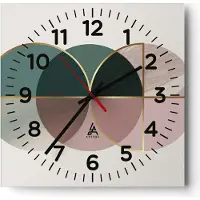 ARTTOR Wanduhr - Quadrat - Glasuhr - Abstraktion Räder Minimalismus - 40x40cm - Schleichendes Uhrwerk - Lautlos - zum Aufhängen bereit - Dekoration Modern - Wanddekoration aus Glas - C4AC40x40-4399