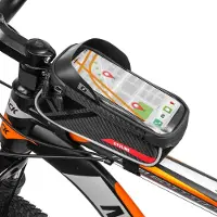 MalTrack Fahrrad Rahmentasche Wasserdichte Fahrradtasche Handytasche Etui für Handy Smartphone bis zu 6.8 Schwarz
