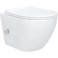 BELVIT Hänge WC mit Bidet Taharet Funktion aus Keramik mit Edelstahl Armatur für Kalt und Warmwasser Softclose Deckel spülrand