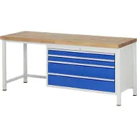RAU Werkbank mit 4 XXL Schubladen - Teilauszug - 90:2 / 180:2 - 840 x 2.000 x 700 mm (HxBxT) - Traglast 1.250 kg - Buche